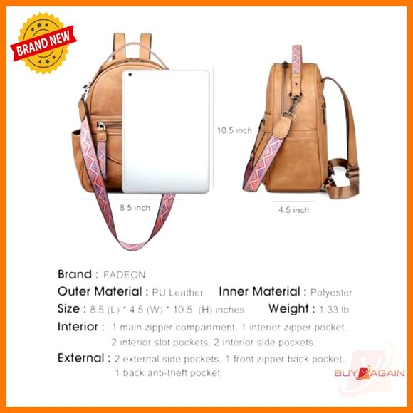 Mini Leather Backpack Purse, Waterproof Small Shoulder Bag with Multiple Pockets main image 4